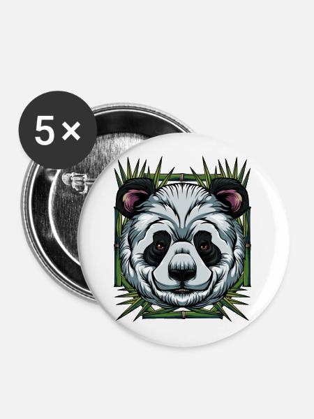 Pandabär - Buttons groß 56 mm (5er Pack) - Weiß