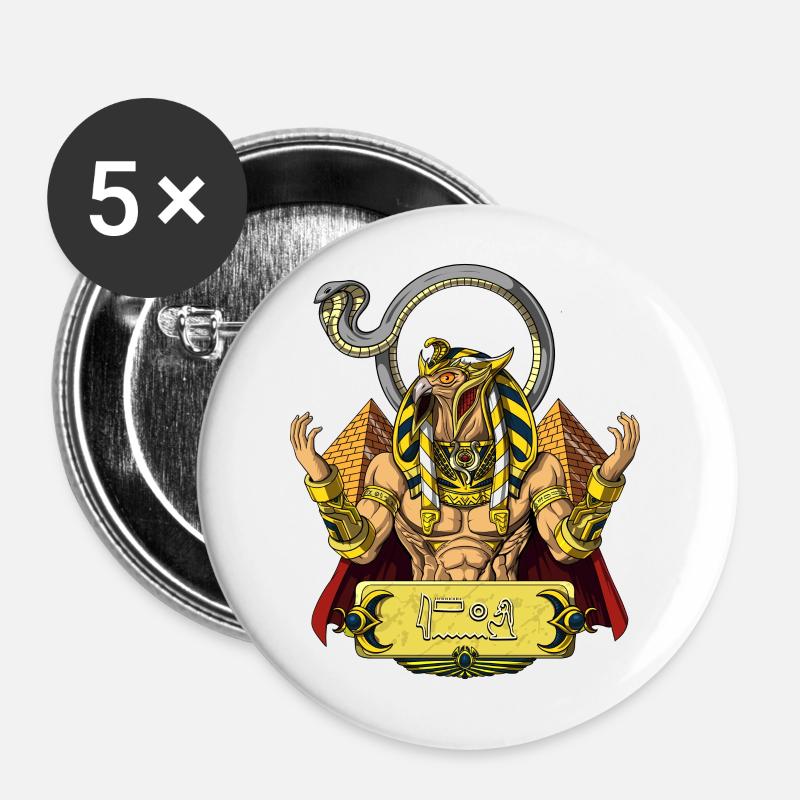 Egyptian God Ra Ancient Sun Deity Mythology - Buttons large 2.2''/56 mm (5-pack) - white