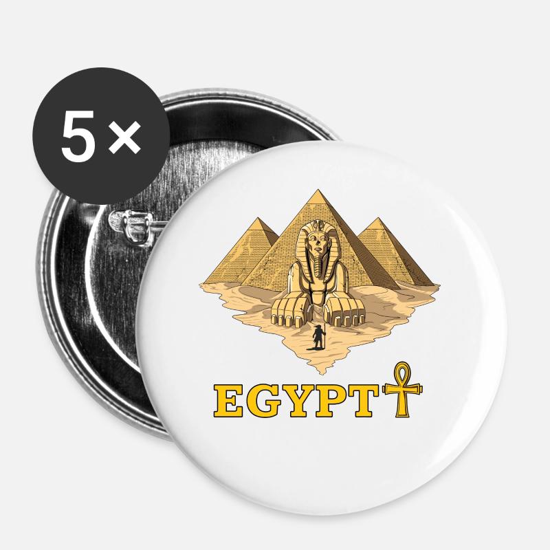 Egyptian Pyramids Sphinx Ancient Mythology - Buttons large 2.2''/56 mm (5-pack) - white