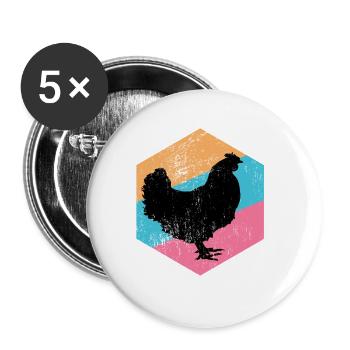 POULET - Lot de 5 grands badges (56 mm) - blanc - Devant