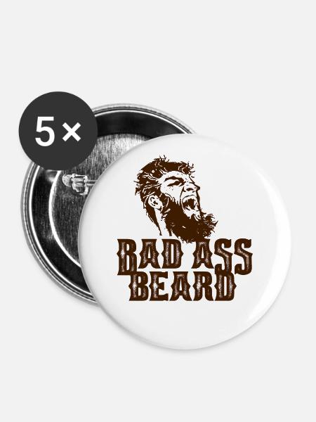 Bart, Bärte, Hipster, Vollbart, Geschenk, - Buttons groß 56 mm (5er Pack) - Weiß
