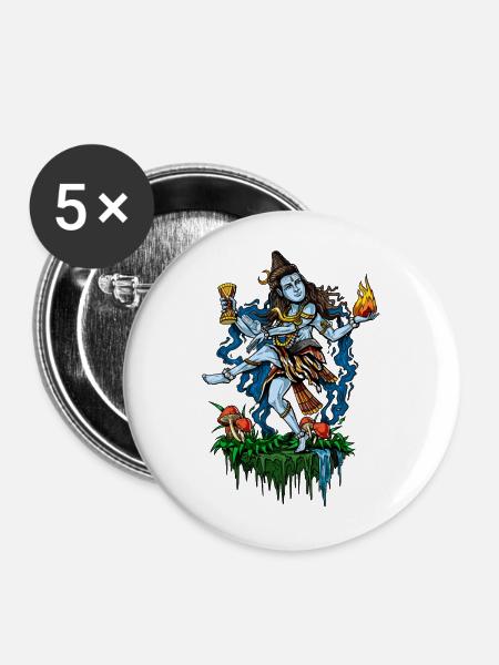 Lord Shiva Dancing Nataraja Hindu-Gott - Buttons groß 56 mm (5er Pack) - Weiß