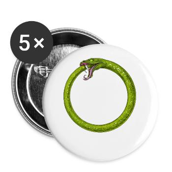 Fleur de vie Ouroboros Serpent - Lot de 5 grands badges (56 mm) - blanc - Devant