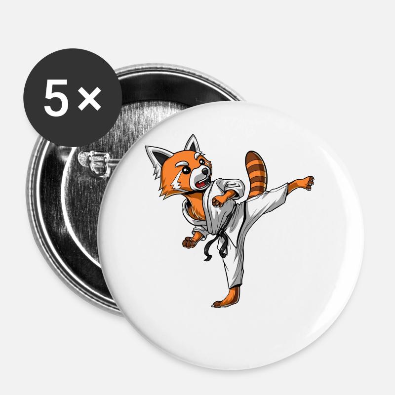 Red Panda Bear Karate Ninja - Buttons large 2.2''/56 mm (5-pack) - white