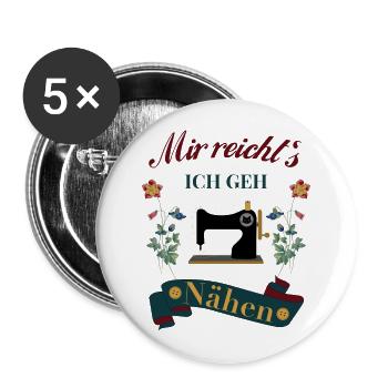 Näherin Nähen mir reicht`s - Buttons groß 56 mm (5er Pack) - Weiß - Vorne