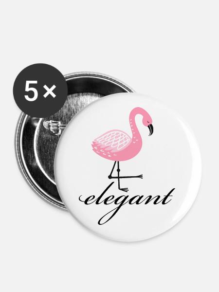 Flamingo elegant - Buttons groß 56 mm (5er Pack) - Weiß