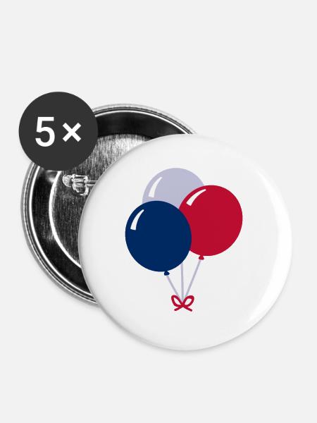 Luftballons - Buttons groß 56 mm (5er Pack) - Weiß