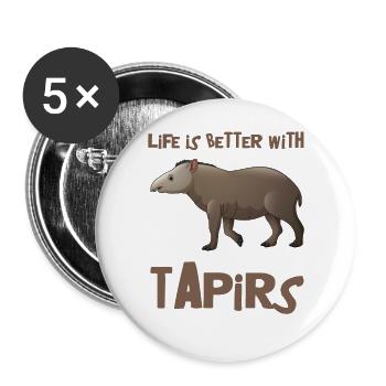 Tapir - Buttons groß 56 mm (5er Pack) - Weiß - Vorne