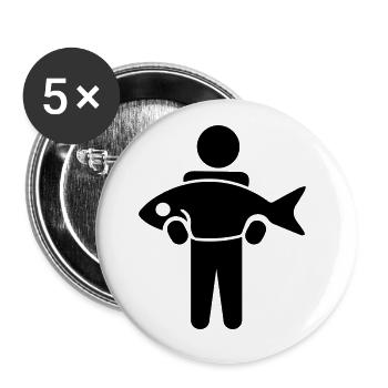 Fishermen go fishing - Buttons large 2.2''/56 mm (5-pack) - white - Front