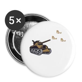 Panzer Tank Tiger Militär Geschenk - Buttons groß 56 mm (5er Pack) - Weiß - Vorne