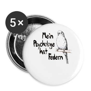 Wellensittich - Buttons groß 56 mm (5er Pack) - Weiß - Vorne