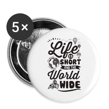 Travel, Trip, Travel - Buttons large 2.2''/56 mm (5-pack) - white - Front