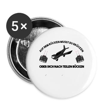 Modellflug Auf Dem Rücken Musst Du Drücken - Buttons groß 56 mm (5er Pack) - Weiß - Vorne