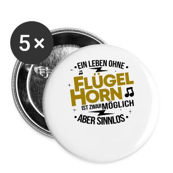 Flügelhornist Flügelhorn Horn Sprüche Geschenkidee - Buttons groß 56 mm (5er Pack) - Weiß - Vorne