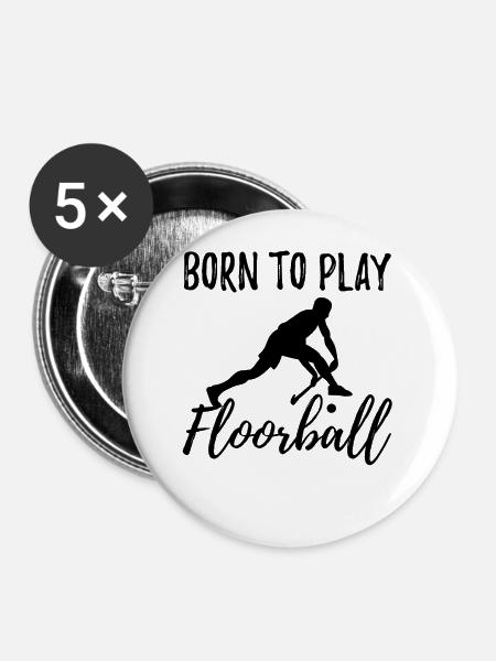 Floorball - Buttons groß 56 mm (5er Pack) - Weiß