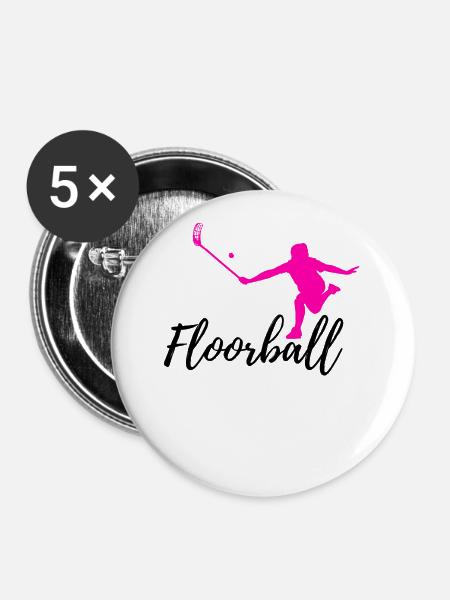 Floorball - Buttons groß 56 mm (5er Pack) - Weiß