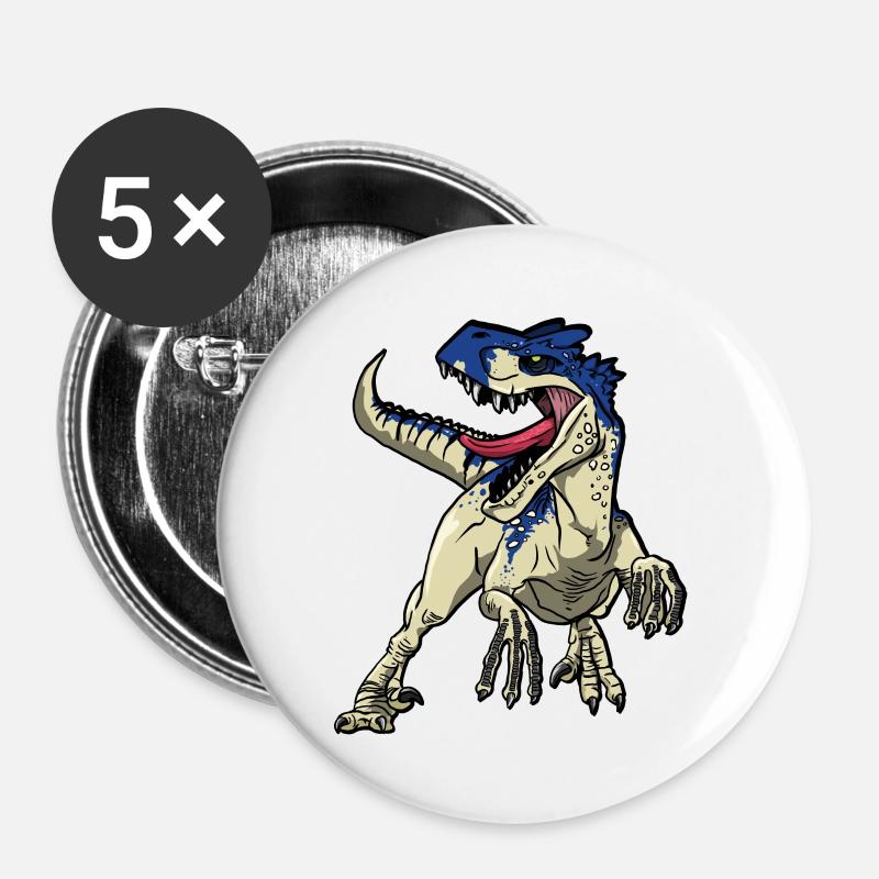 gefährlicher Raptor T-Rex Dinosaurier Geschenk - Buttons groß 56 mm (5er Pack) - Weiß
