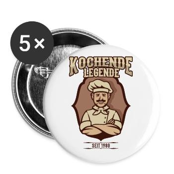 Geburtstag Koch Legende 1980 40 Jahre Vintage Cool - Buttons groß 56 mm (5er Pack) - Weiß - Vorne