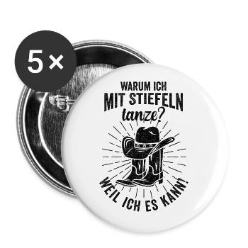 Line Dance Stiefel Country Musik Tanzen Western - Buttons groß 56 mm (5er Pack) - Weiß - Vorne