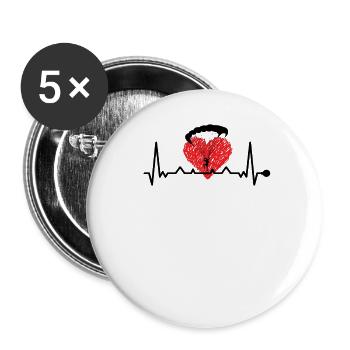Gleitschirmfliegen Herzschlag Paragleiten EKG Puls - Buttons groß 56 mm (5er Pack) - Weiß - Vorne