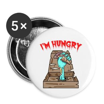 Pizza Zombie j'ai faim - Lot de 5 grands badges (56 mm) - blanc - Devant