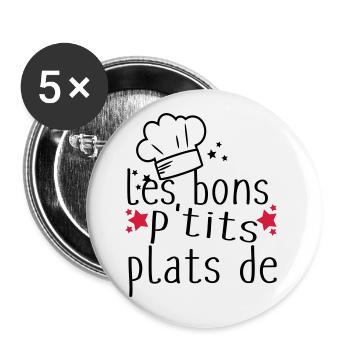 les bons petits plats - Lot de 5 grands badges (56 mm) - blanc - Devant