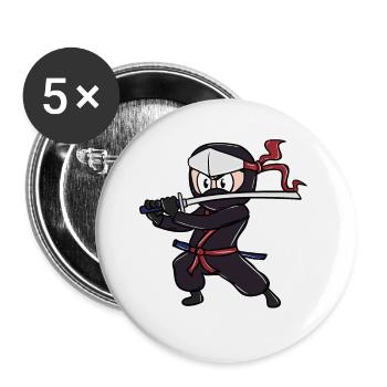 Perfektes Kinder Samurai, Ninja, Ninjas Geschenk - Buttons groß 56 mm (5er Pack) - Weiß - Vorne