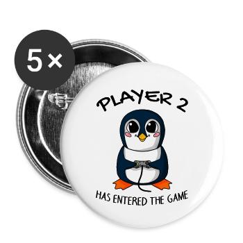 Second baby player 2 baby penguin pregnant - Buttons large 2.2''/56 mm (5-pack) - white - Front