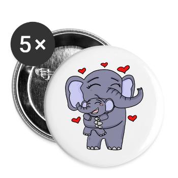 Elephant family cute - Buttons large 2.2''/56 mm (5-pack) - white - Front