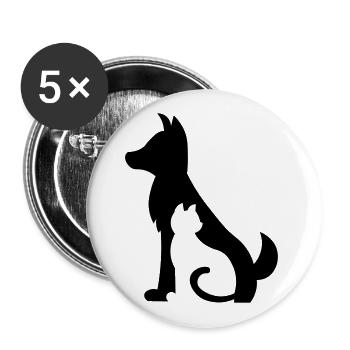 Simple Dog Cat / Gift - Birthday / Cat and Dog - Buttons large 2.2''/56 mm (5-pack) - white - Front