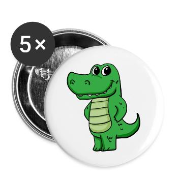 Krokodil - Buttons groß 56 mm (5er Pack) - Weiß - Vorne