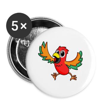 perroquet - Lot de 5 grands badges (56 mm) - blanc - Devant
