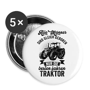 Traktor Trecker Feldarbeit Bauer Landwirt Geschen - Buttons groß 56 mm (5er Pack) - Weiß - Vorne