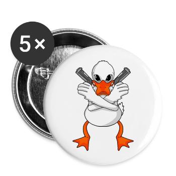 Duck with gun - Buttons large 2.2''/56 mm (5-pack) - white - Front
