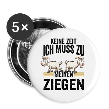 Ziege Ziegenbock Hirte Ziegenzucht Ziegenstall Lus - Buttons groß 56 mm (5er Pack) - Weiß - Vorne
