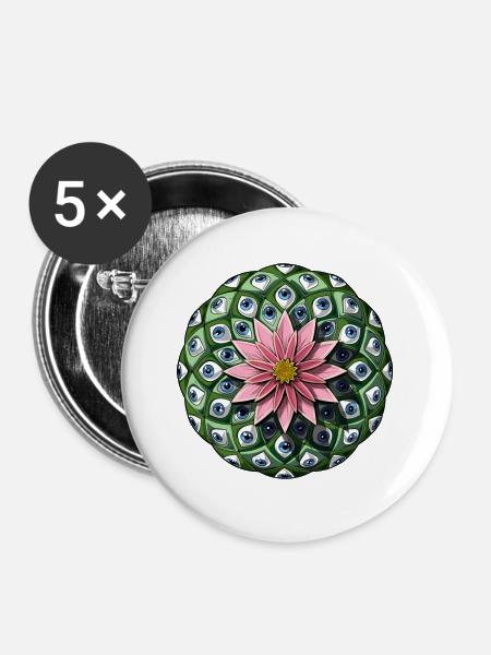 Psychedelischer Peyote-Kaktus - Buttons groß 56 mm (5er Pack) - Weiß