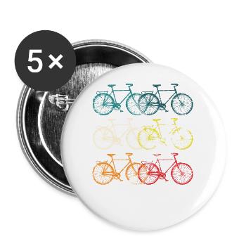 Cadeau rétro de vélos de vélo - Lot de 5 grands badges (56 mm) - blanc - Devant