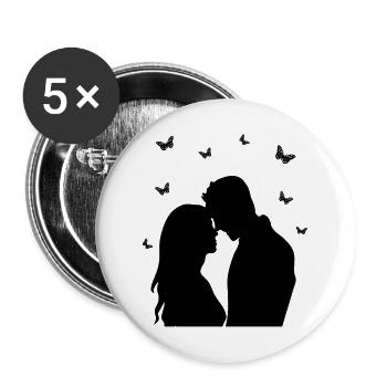 Schattenbild Mann Frau Liebe Gemeinsamkeit - Buttons groß 56 mm (5er Pack) - Weiß - Vorne