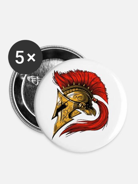 Spartaner Helm - Buttons groß 56 mm (5er Pack) - Weiß