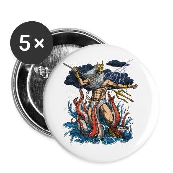 Dieu grec Poséidon - Lot de 5 grands badges (56 mm) - blanc - Devant