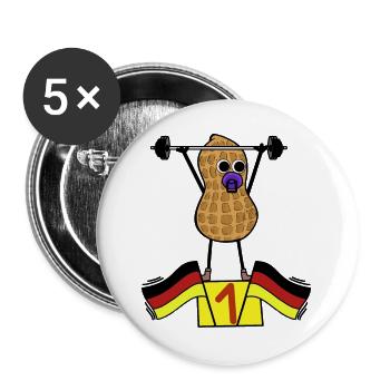 Peanut Baby Athlete Weights Training German - Buttons large 2.2''/56 mm (5-pack) - white - Front