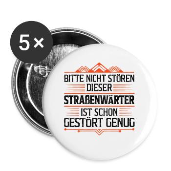 Straßenwärter nicht stören Straßenwart Humor - Buttons groß 56 mm (5er Pack) - Weiß - Vorne