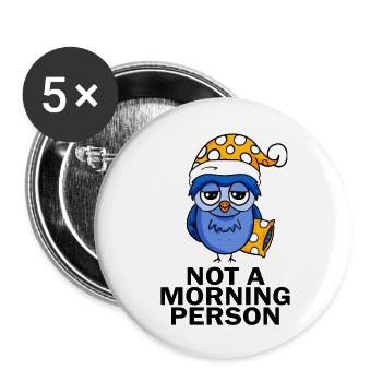 Early riser owl sleeping - Buttons large 2.2''/56 mm (5-pack) - white - Front