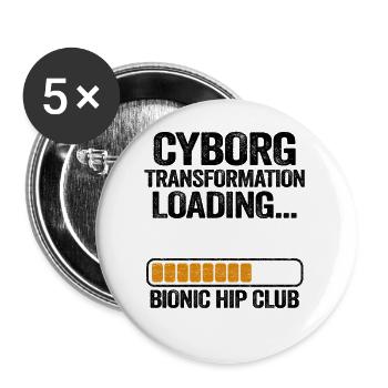 Hüft OP Operation Gute Besserung Genesung Hüfte - Buttons groß 56 mm (5er Pack) - Weiß - Vorne