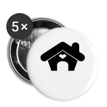 House with heart - Buttons large 2.2''/56 mm (5-pack) - white - Front