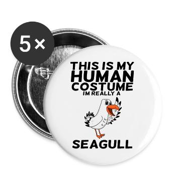 Mouette - Lot de 5 grands badges (56 mm) - blanc - Devant
