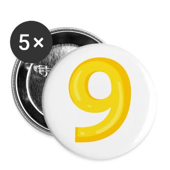 9 jaune - Lot de 5 grands badges (56 mm) - blanc - Devant