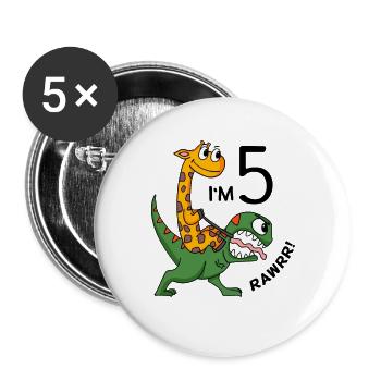 5th birthday - 5 years old - children's birthday party - Buttons large 2.2''/56 mm (5-pack) - white - Front