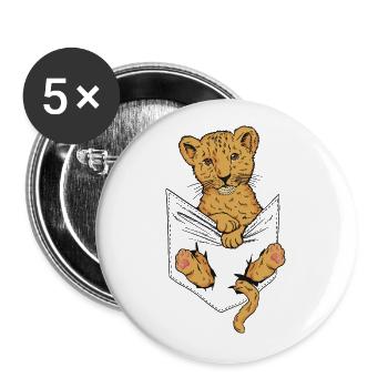 Lion baby in a bag - Buttons large 2.2''/56 mm (5-pack) - white - Front