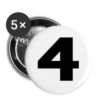 Number 4 in black - Buttons large 2.2''/56 mm (5-pack) - white - Front